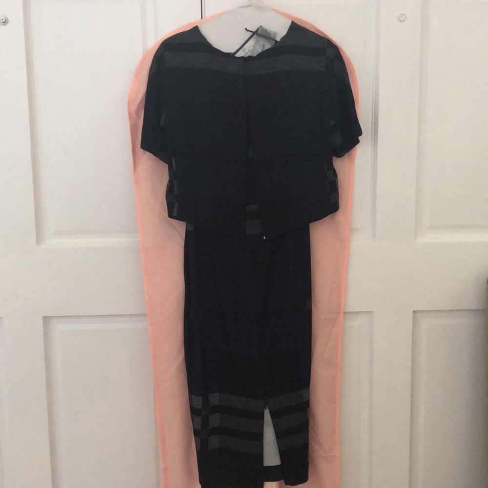 SPORTMAX Navy /Black Plaid cape-like Dress- S-NWT. - Picture 2 of 8